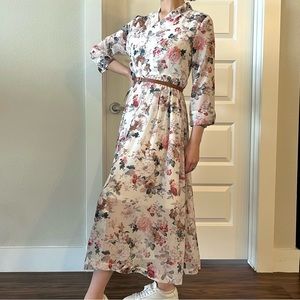 Korean Modern Style Flower Pattern Wrap Dress Hanbok